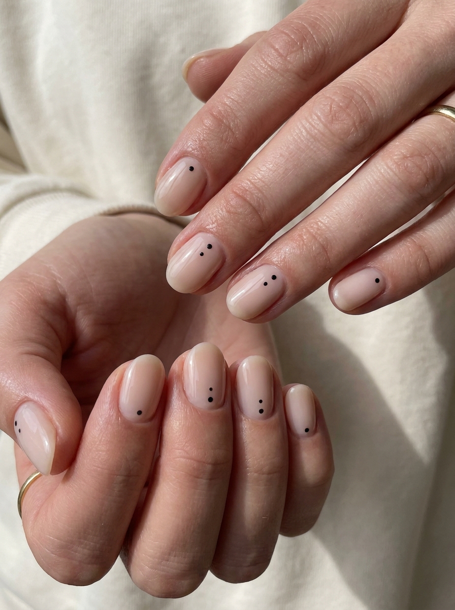 Black Micro Dot Nails